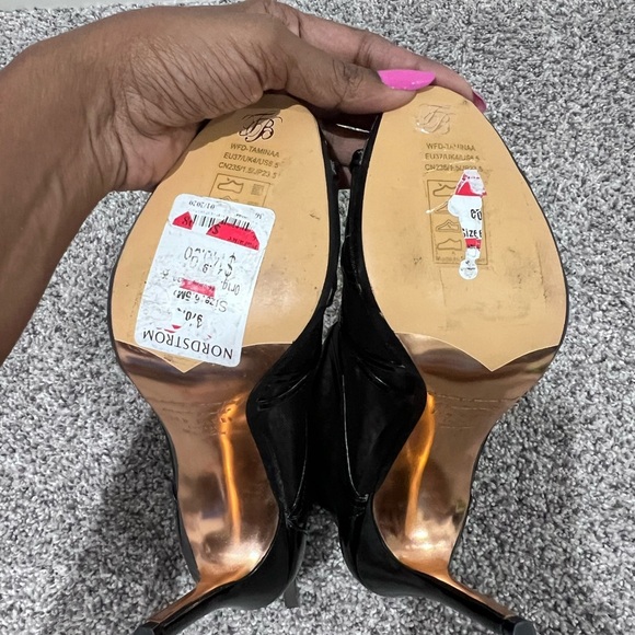 TED BAKER LONDON Taminaa Mesh Leather Peep Toe Heel Booties Black Size US 6.5 - Picture 7 of 11